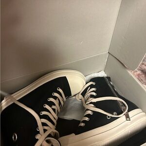 Rick Owen’s Black and White High-Top Sneakers